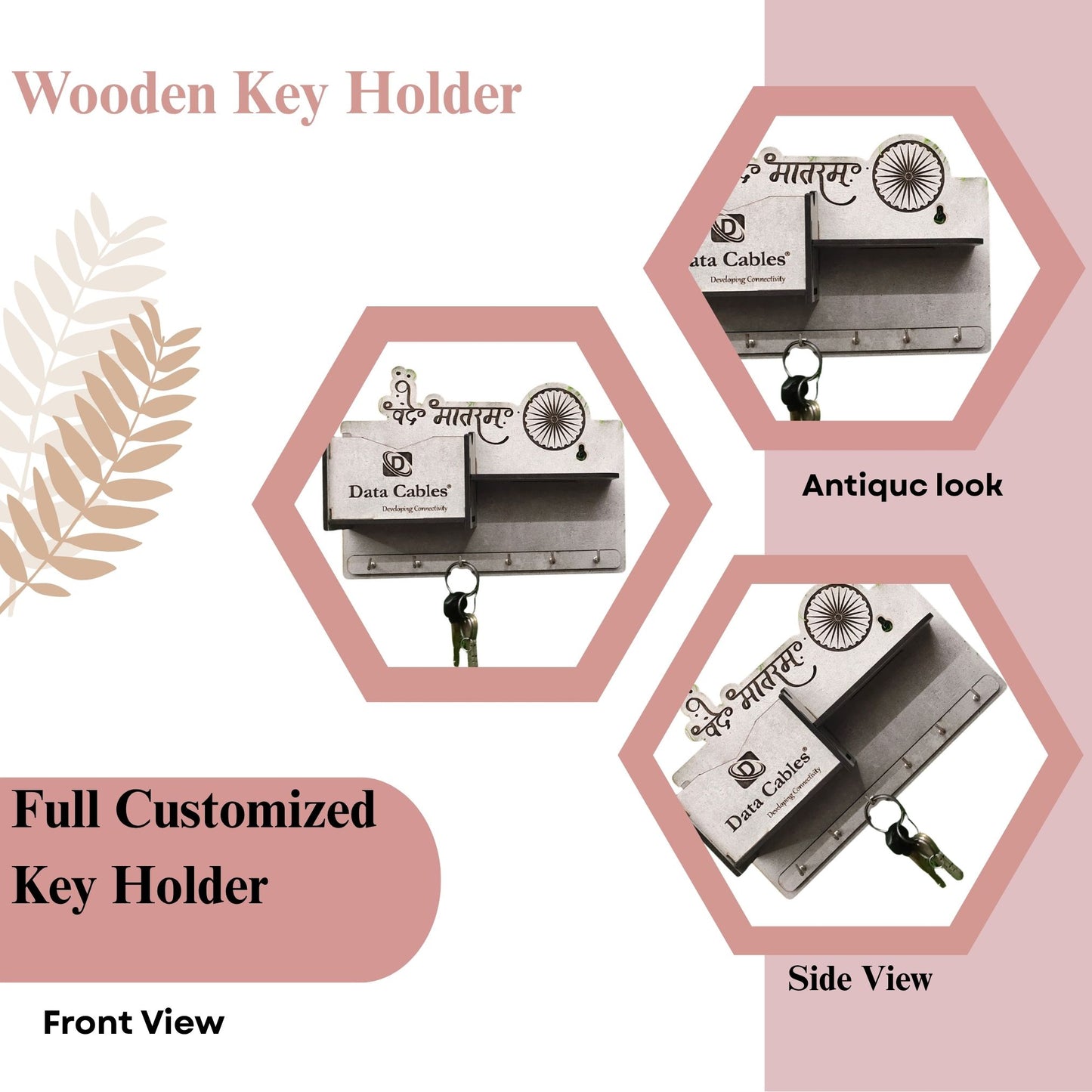 "Vande Mataram" Wall Organizer & Key Holder – Patriotic Edition