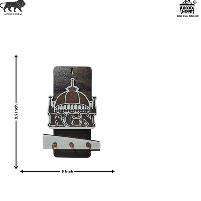 WoodHeart KGN Dome Design Wooden Key Holder – 3 Hook Wall Mount