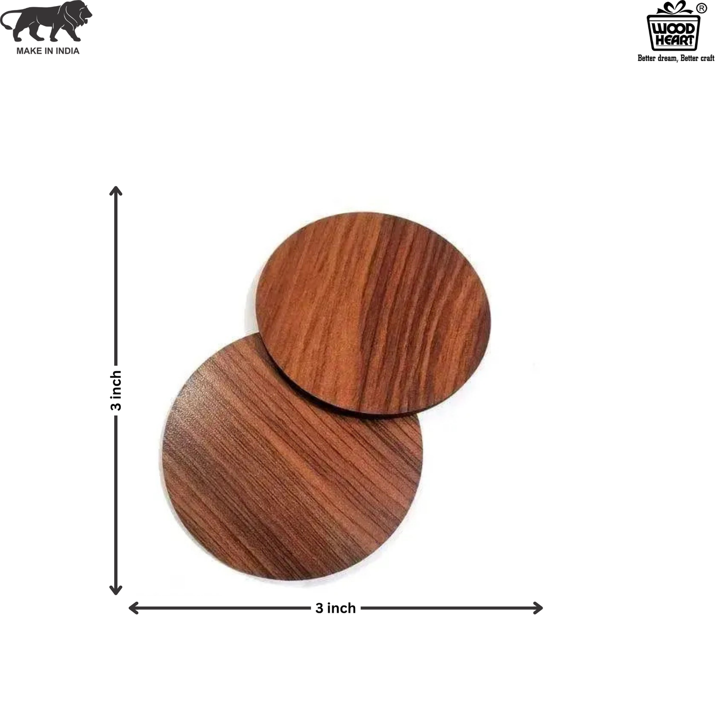 Premium Wooden Round Coaster Set with Stand – 6 Pieces