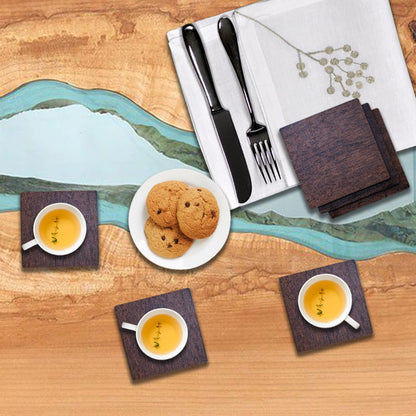 Wooden Dark Finish Square Coaster – Single Piece
