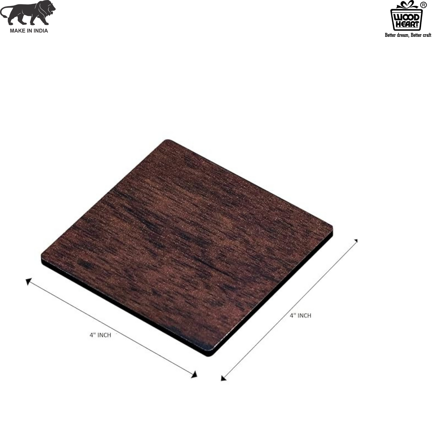 Wooden Dark Finish Square Coaster – Single Piece