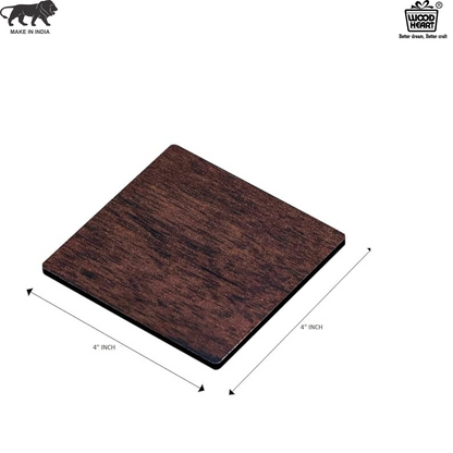 Wooden Dark Finish Square Coaster – Single Piece