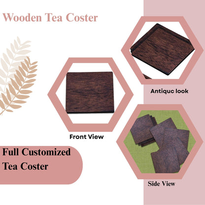 Wooden Dark Finish Square Coaster – Single Piece