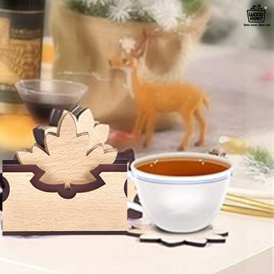 Wooden Maple Leaf Napkin Holder – Dual Tone Finish