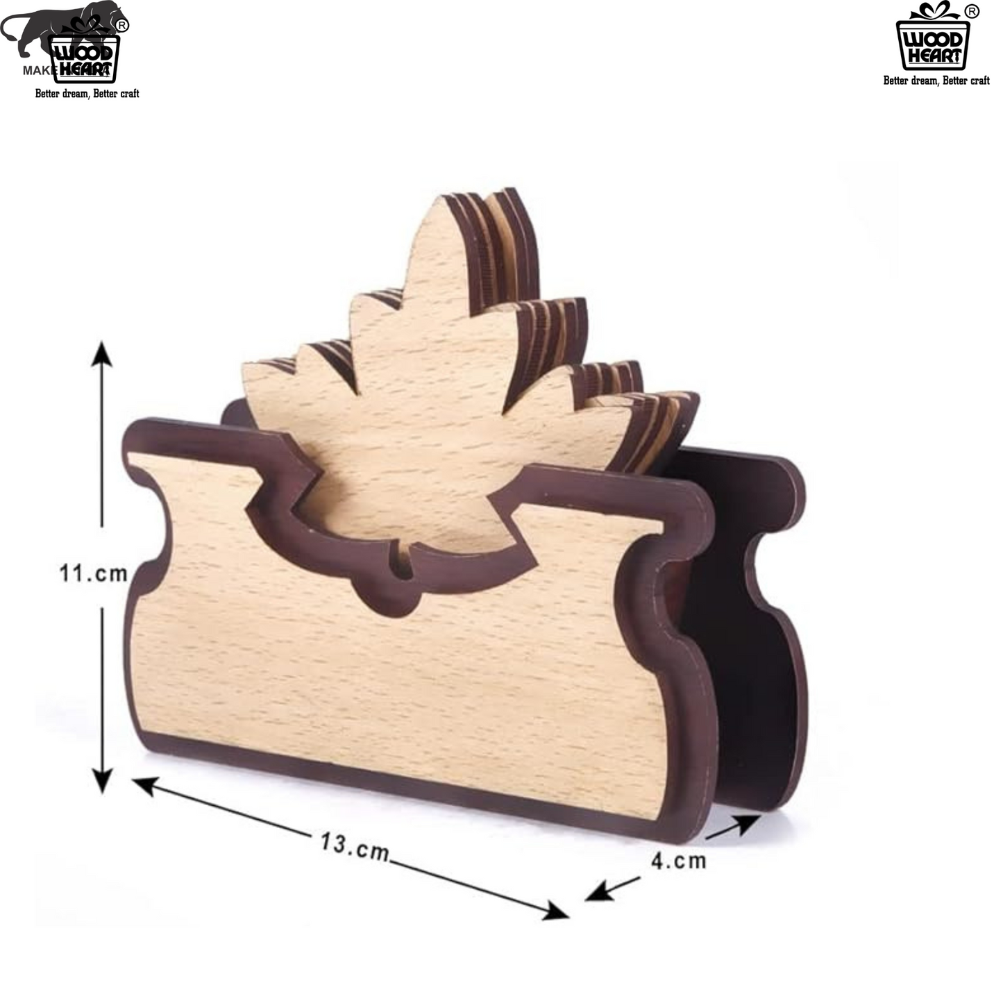 Wooden Maple Leaf Napkin Holder – Dual Tone Finish