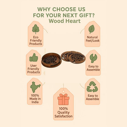 Wooden Round Coaster with Tree of Life Cutwork Design