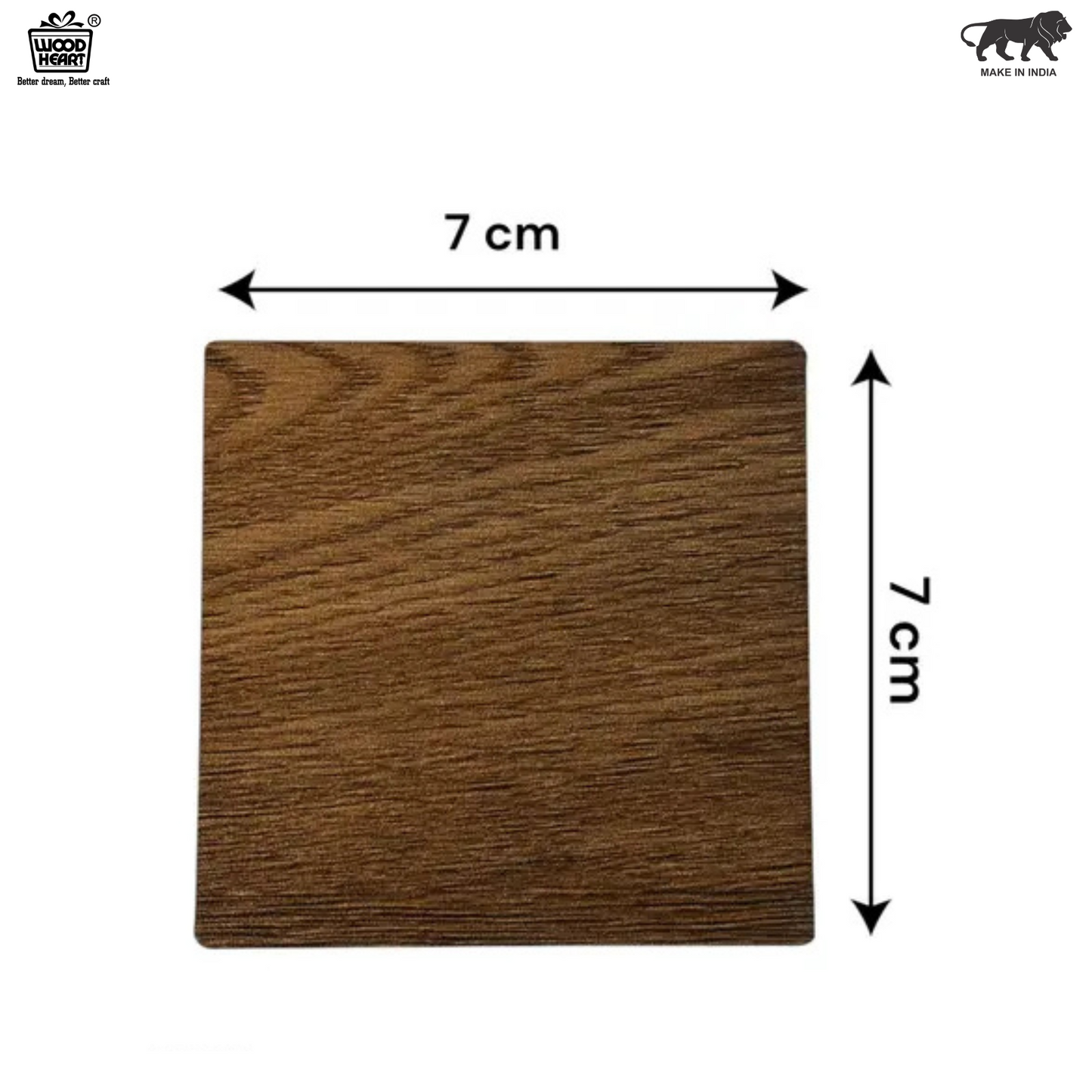 Square Wooden Coaster Set with Holder – 6 Pieces