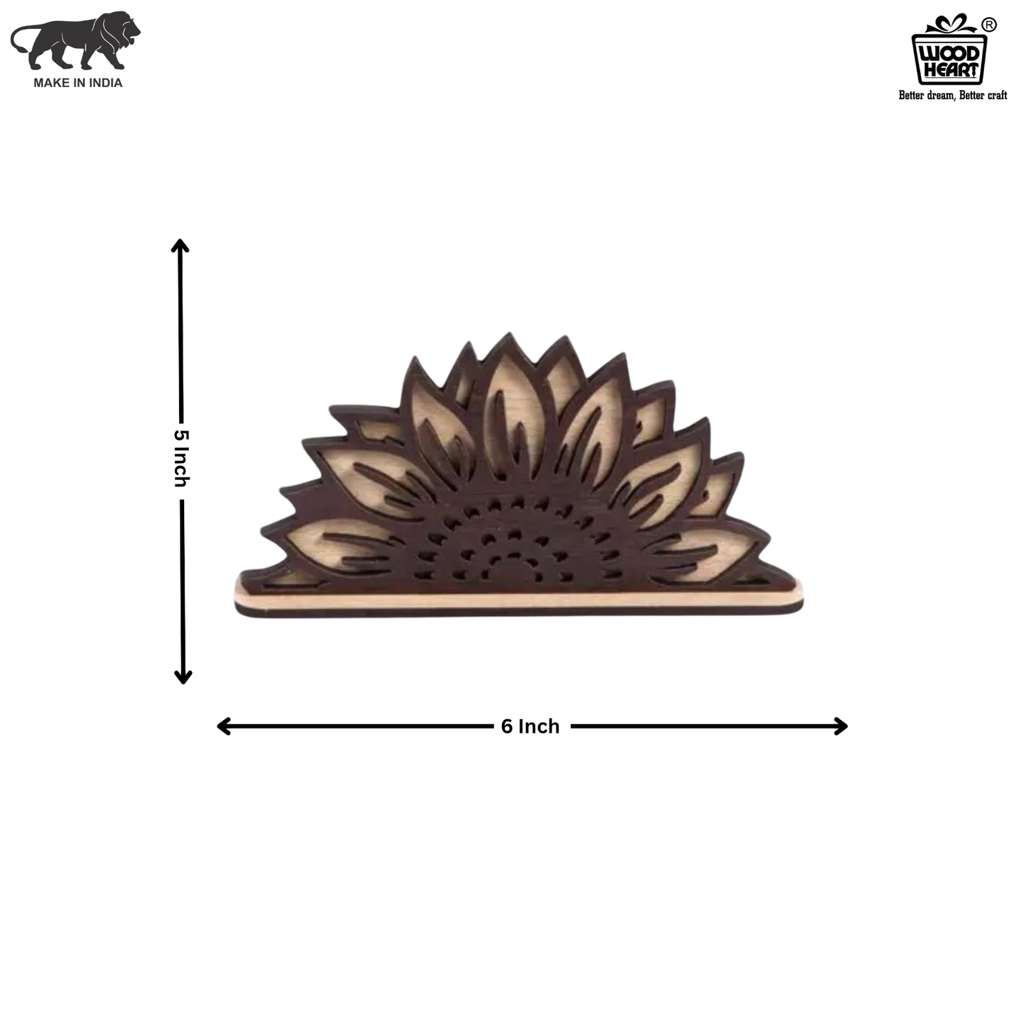 Wooden Sunflower Design Napkin Holder