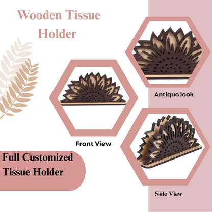 Wooden Sunflower Design Napkin Holder