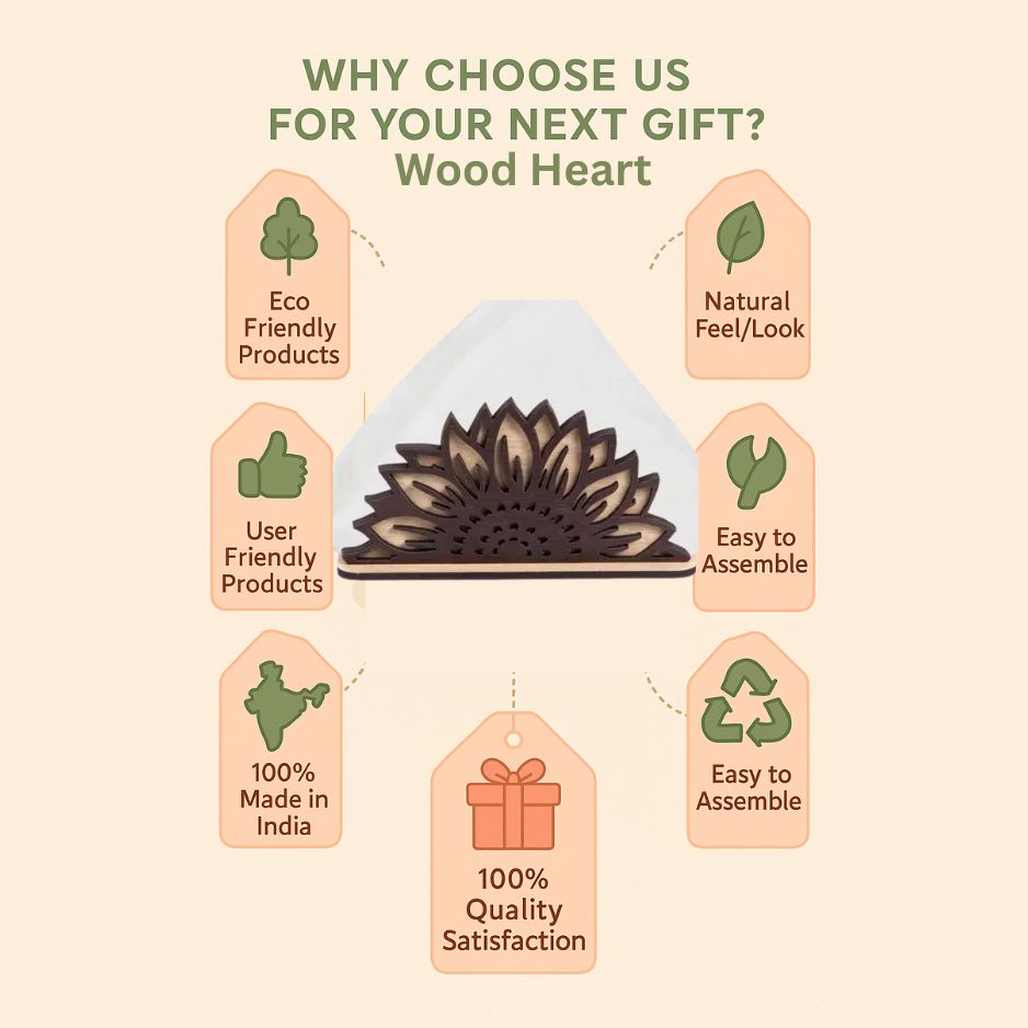 Wooden Sunflower Design Napkin Holder