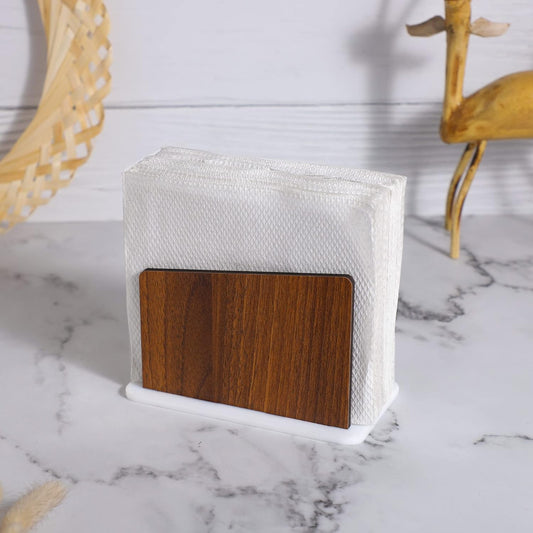 Minimalist Wooden Napkin Holder with White Base