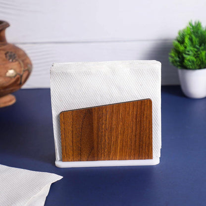 Minimalist Wooden Napkin Holder with White Base