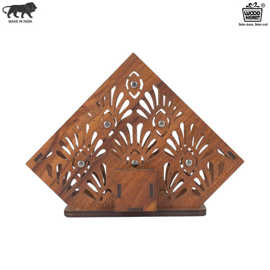 Premium Wooden Napkin Holder with Floral Cutwork Design