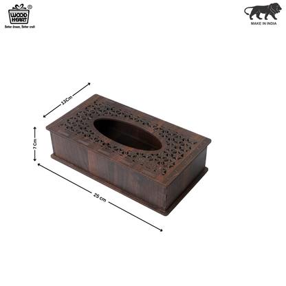 Premium Wooden Tissue Box with Geometric Cutwork Design