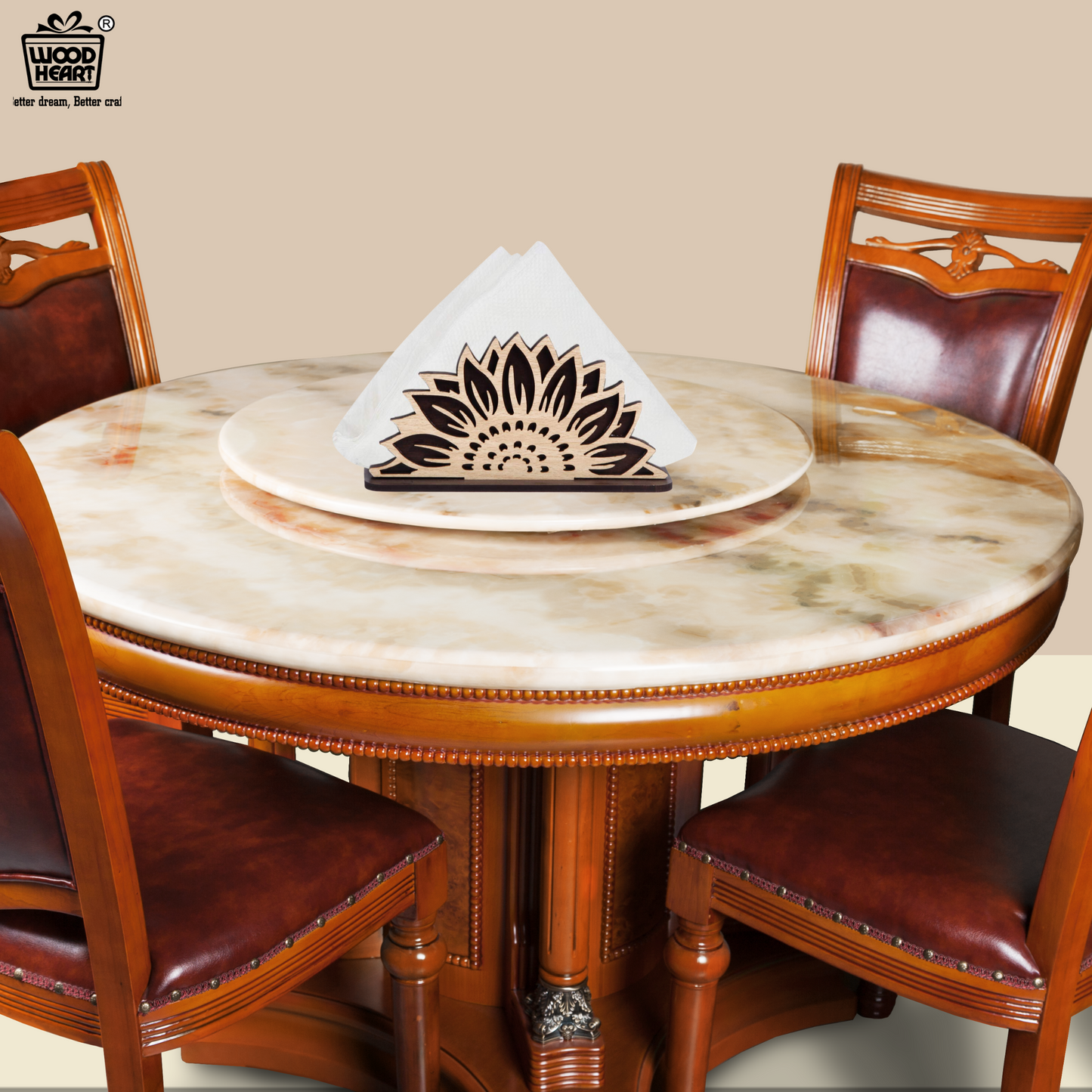 Sunflower Design Wooden Napkin Holder