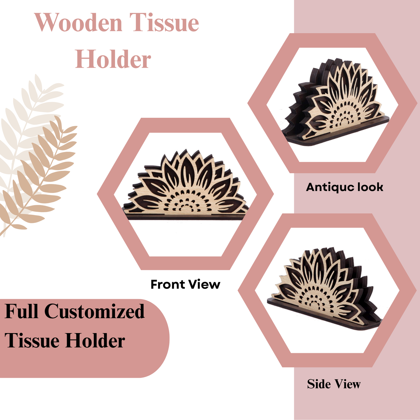 Sunflower Design Wooden Napkin Holder