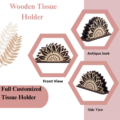 Sunflower Design Wooden Napkin Holder