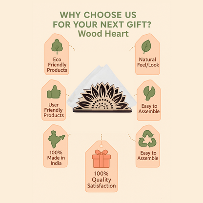 Sunflower Design Wooden Napkin Holder