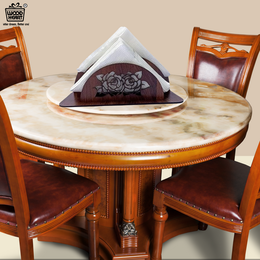 Rose Design Wooden Napkin Holder