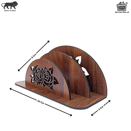 Rose Design Wooden Napkin Holder