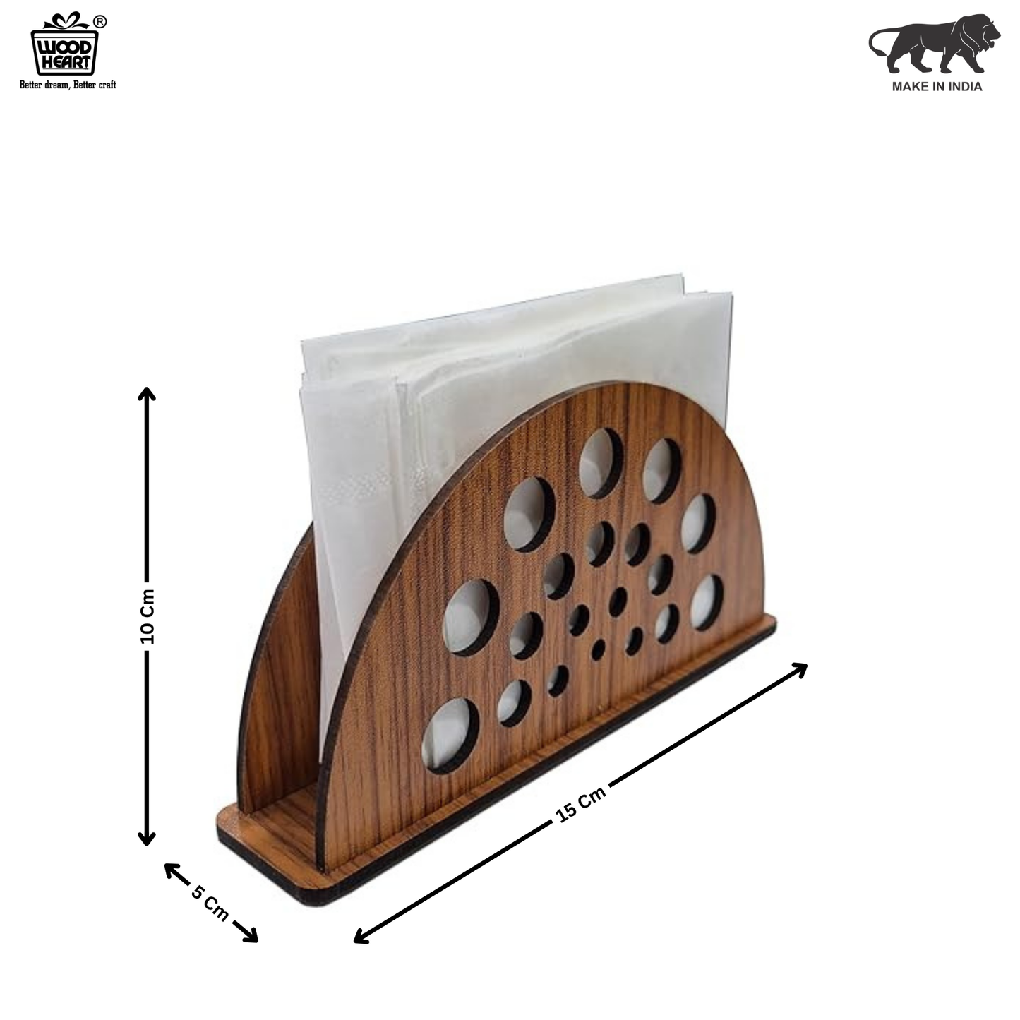 Geometric Cutout Wooden Napkin Holder