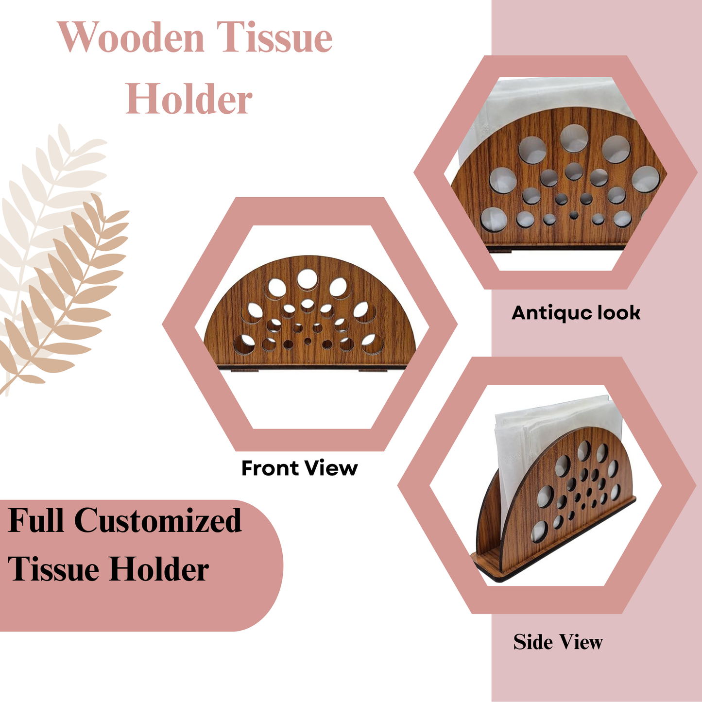 Geometric Cutout Wooden Napkin Holder