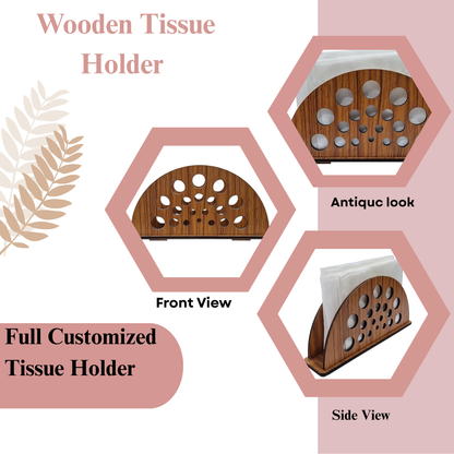 Geometric Cutout Wooden Napkin Holder