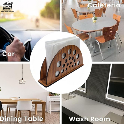 Geometric Cutout Wooden Napkin Holder