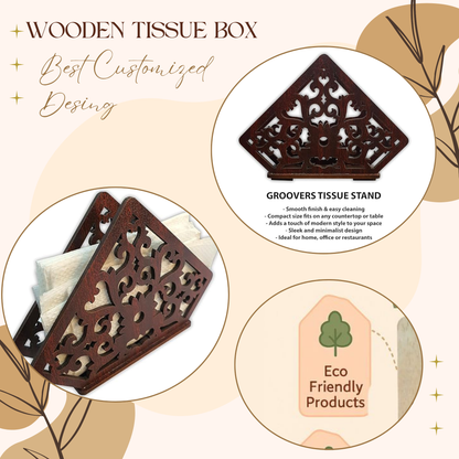 Ornate Diamond Wooden Napkin Holder