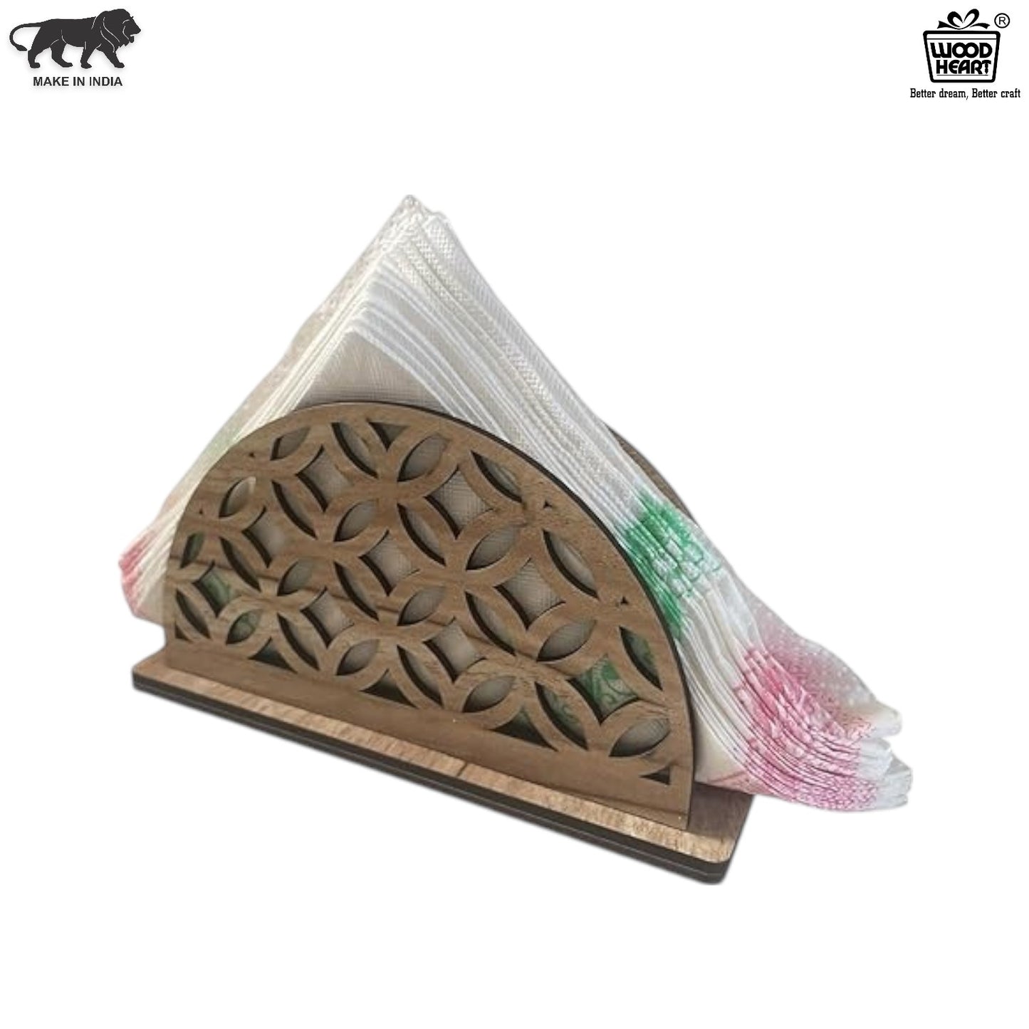 Half-Moon Geometric Wooden Napkin Holder