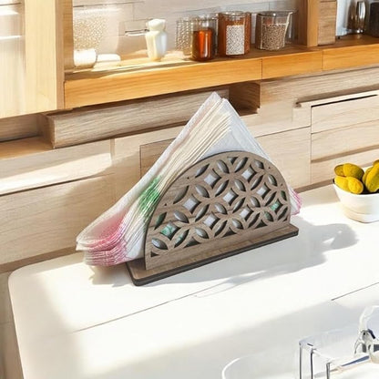Half-Moon Geometric Wooden Napkin Holder