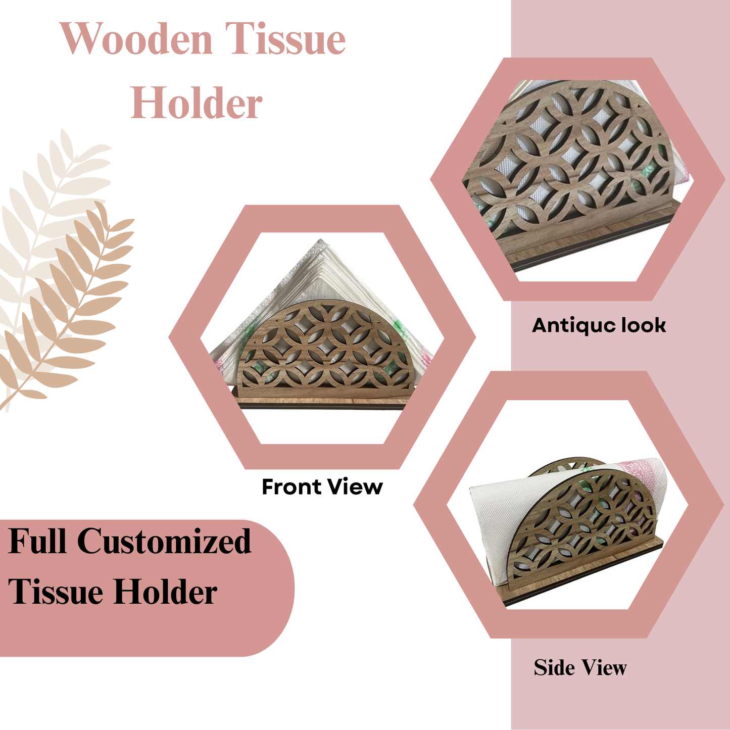 Half-Moon Geometric Wooden Napkin Holder