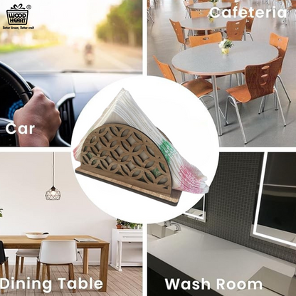 Half-Moon Geometric Wooden Napkin Holder