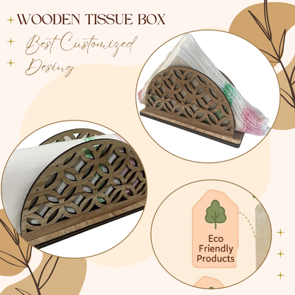 Half-Moon Geometric Wooden Napkin Holder