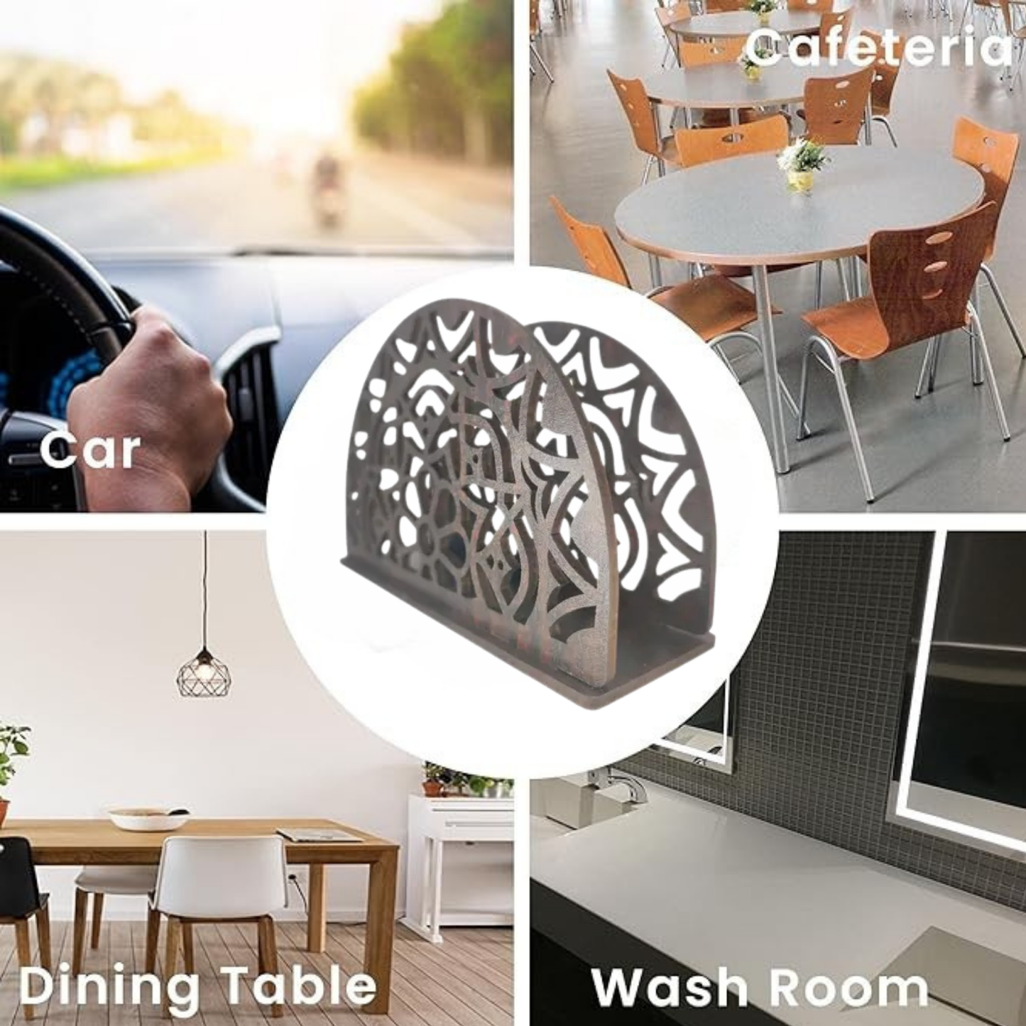 Elegant Laser-Cut Half-Moon Napkin Holder – Decorative Table Accessory