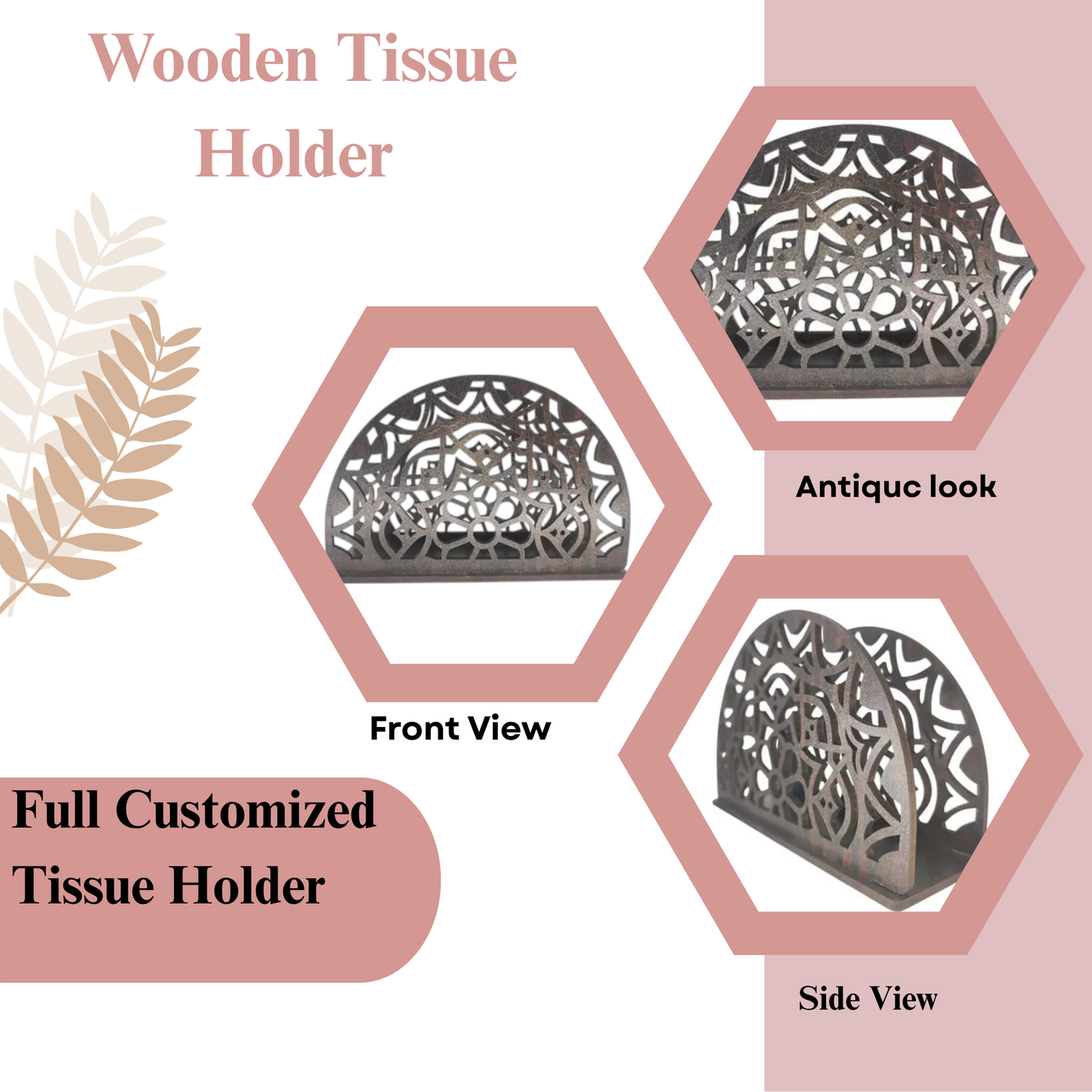 Elegant Laser-Cut Half-Moon Napkin Holder – Decorative Table Accessory