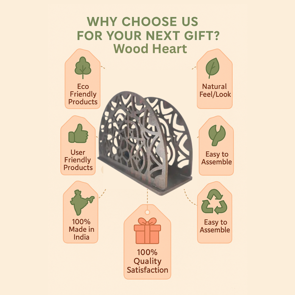 Elegant Laser-Cut Half-Moon Napkin Holder – Decorative Table Accessory