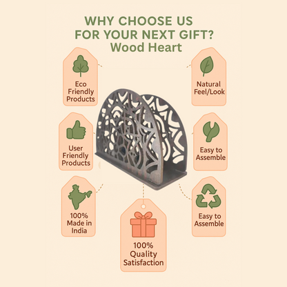 Elegant Laser-Cut Half-Moon Napkin Holder – Decorative Table Accessory