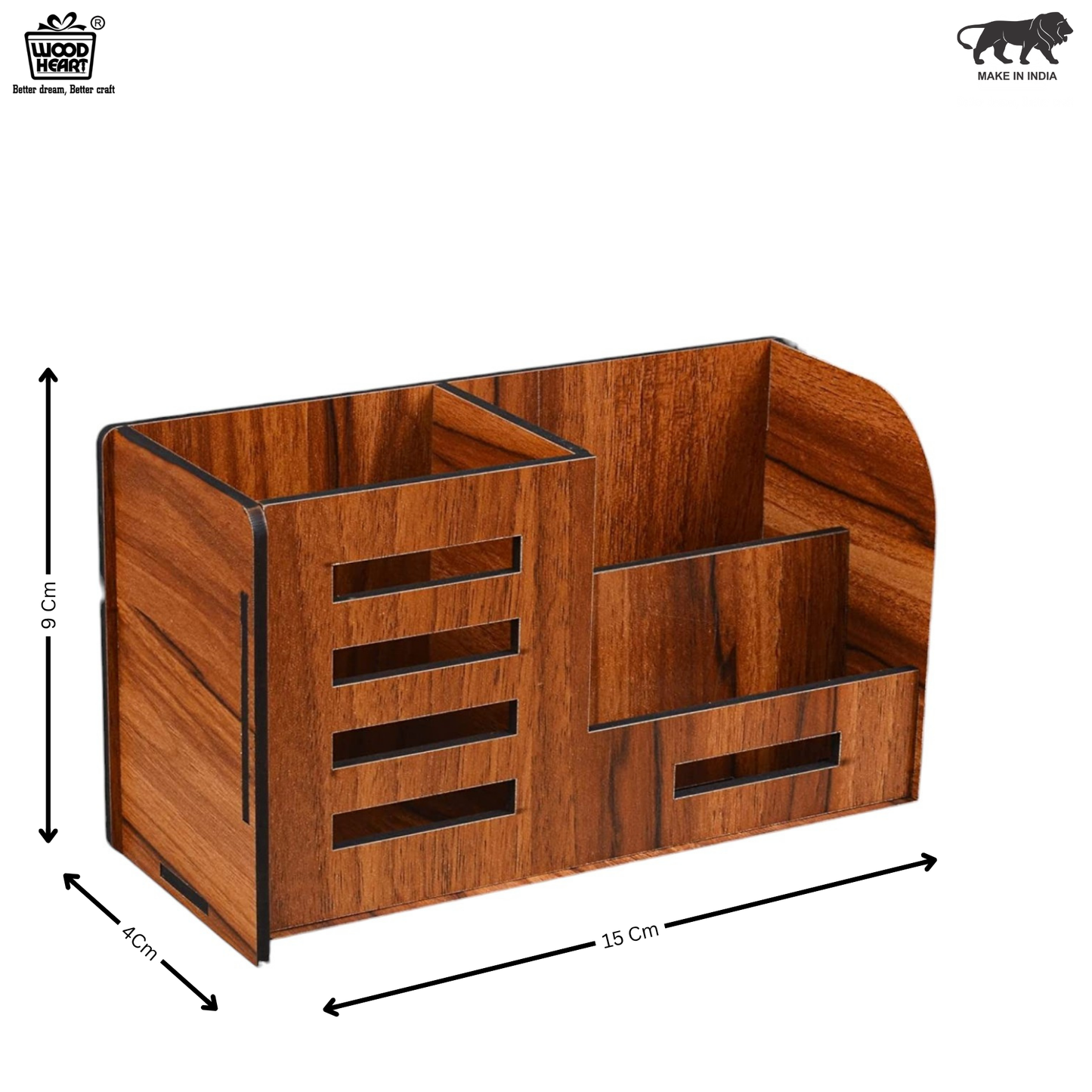 WoodHeart Wooden Multipurpose Desk Organizer