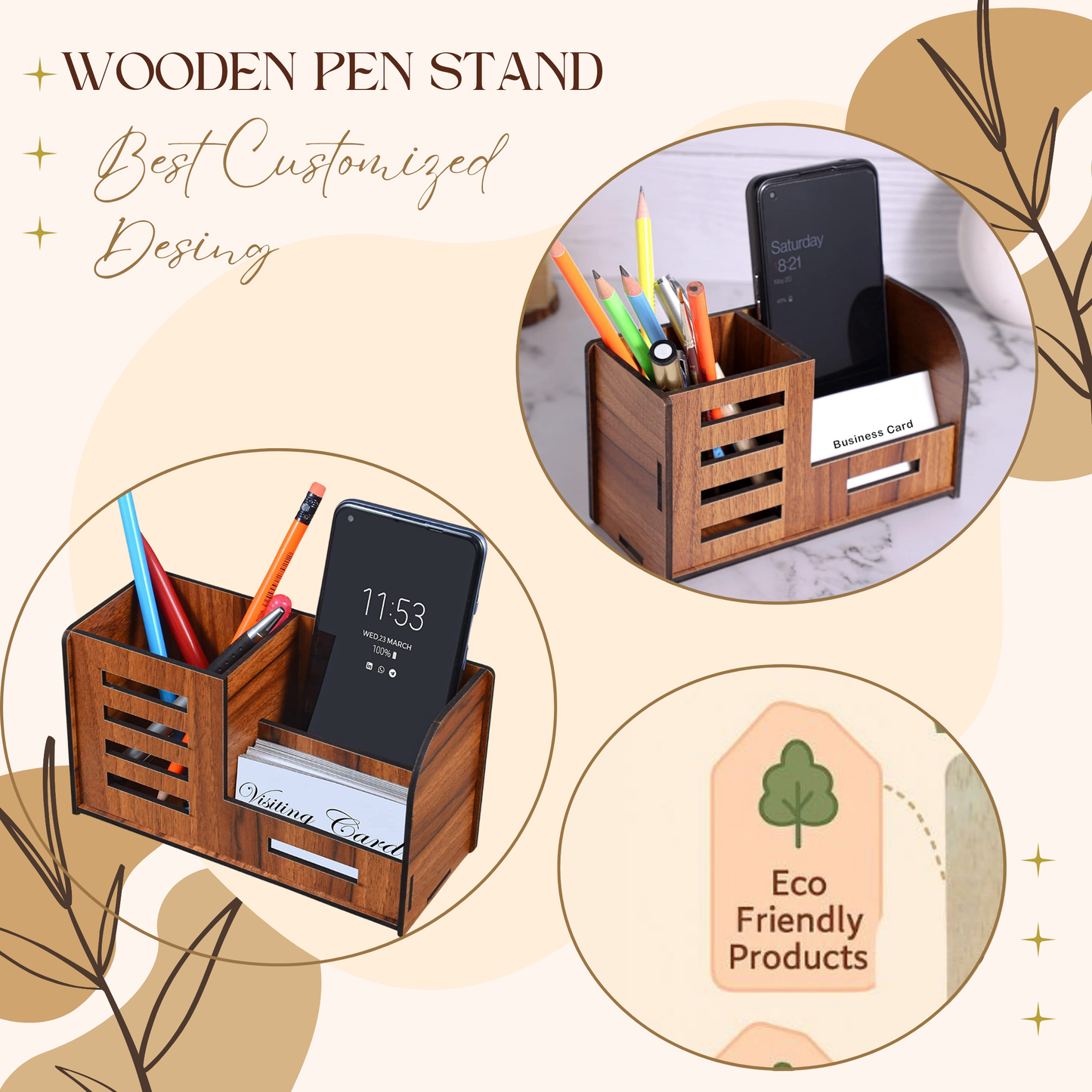 WoodHeart Wooden Multipurpose Desk Organizer