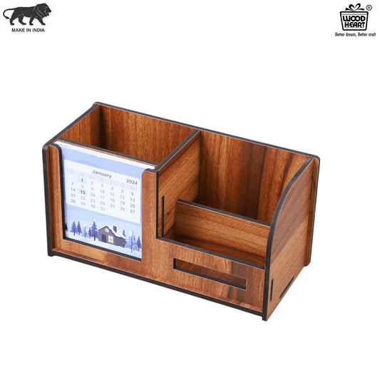 WoodHeart Wooden Desk Organizer with Calendar Holder
