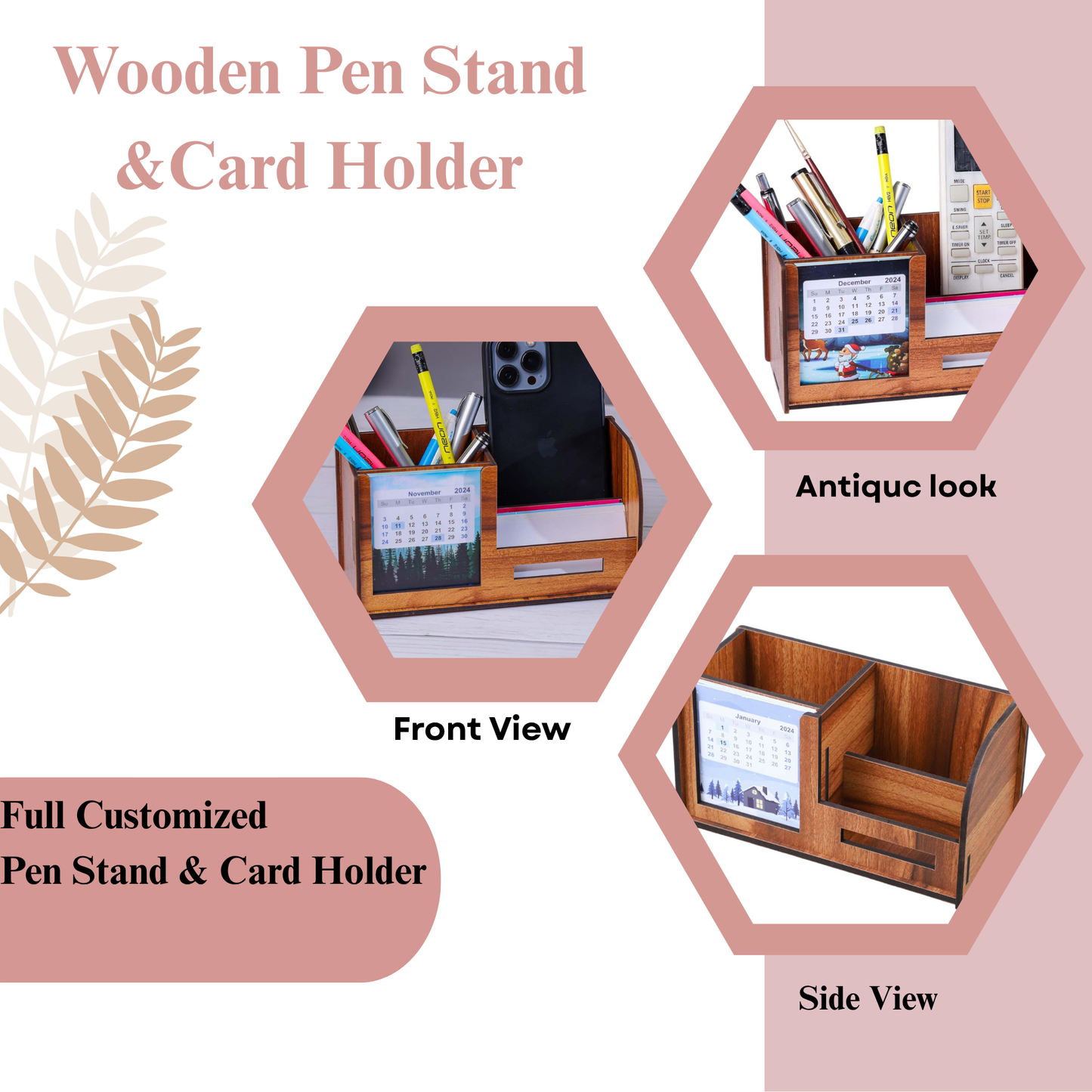 WoodHeart Wooden Desk Organizer with Calendar Holder