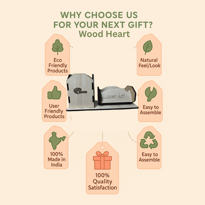 WoodHeart Dual-Slot Laser Engraved Wooden Desk Organizer
