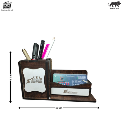 WoodHeart Premium Wooden Pen & Visiting Card Holder – Success Edition