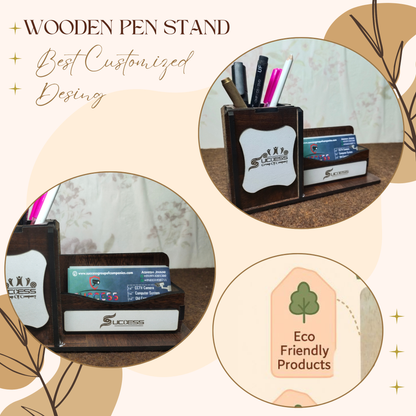 WoodHeart Premium Wooden Pen & Visiting Card Holder – Success Edition