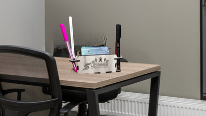 WoodHeart Compact Wooden Pen & Business Card Holder – Signature Edition