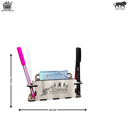 WoodHeart Compact Wooden Pen & Business Card Holder – Signature Edition