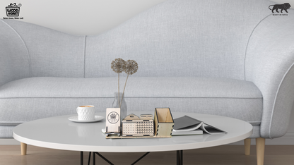 WoodHeart 3-in-1 Wooden Desk Organizer with Calendar, Pen Stand & Mobile Holder