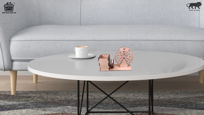 WoodHeart Rotating Wooden Desk Organizer with Circular Perpetual Calendar