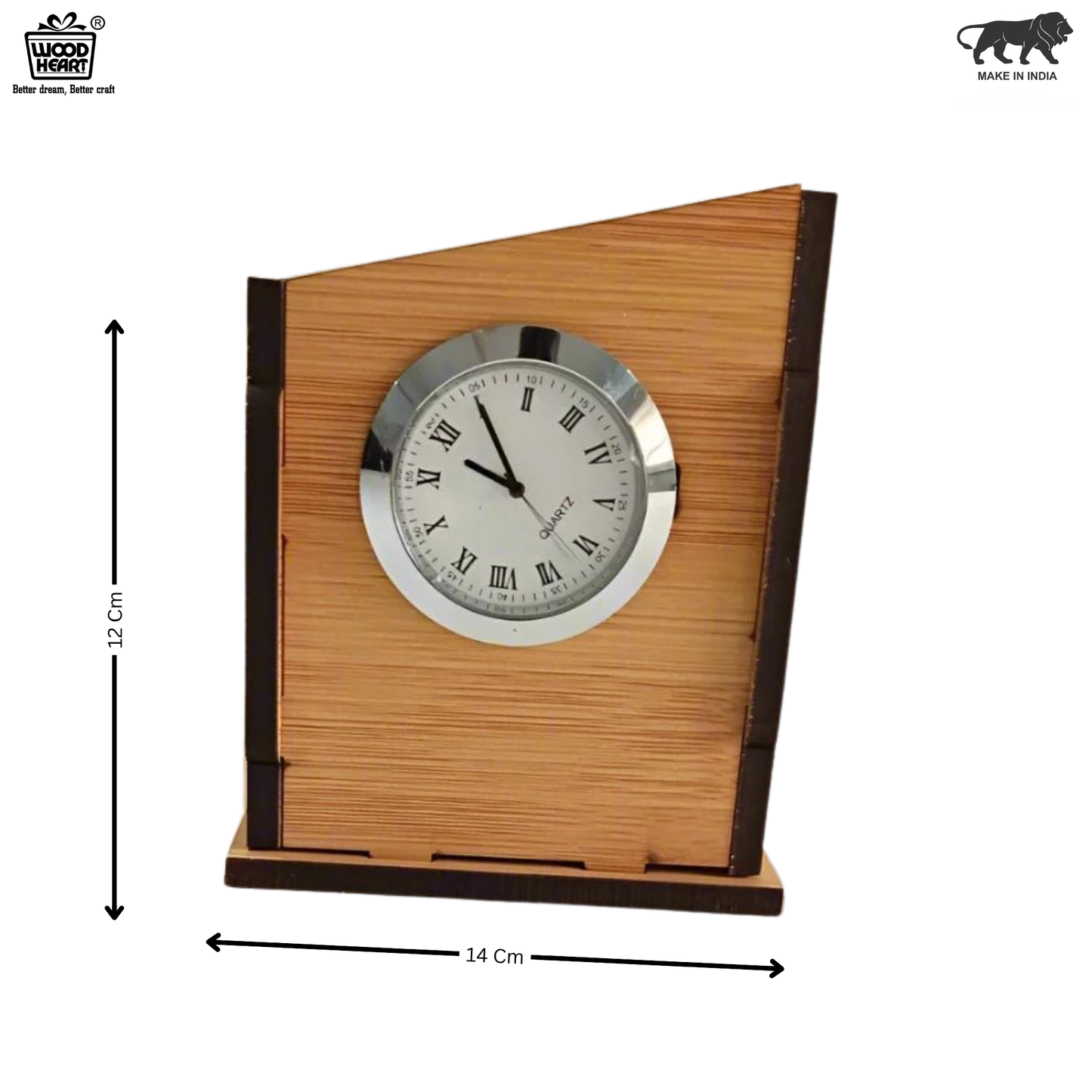 WoodHeart Asymmetric Wooden Desk Clock